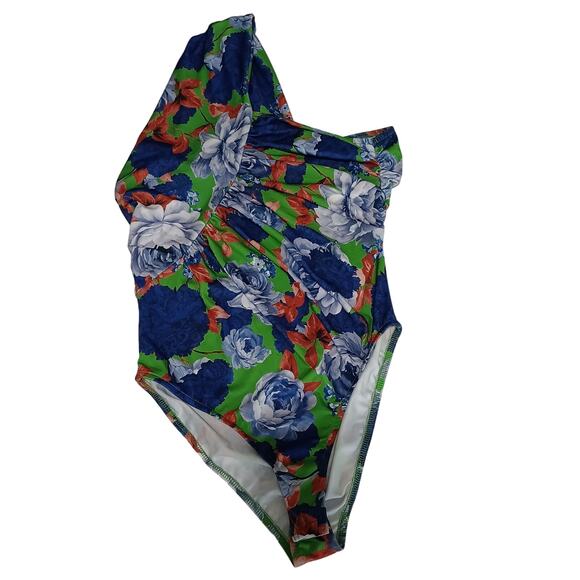 Zara Floral Print Asymmetrical‎ One Shoulder Ruched  Bodysuit Size Medium New - Picture 2 of 10